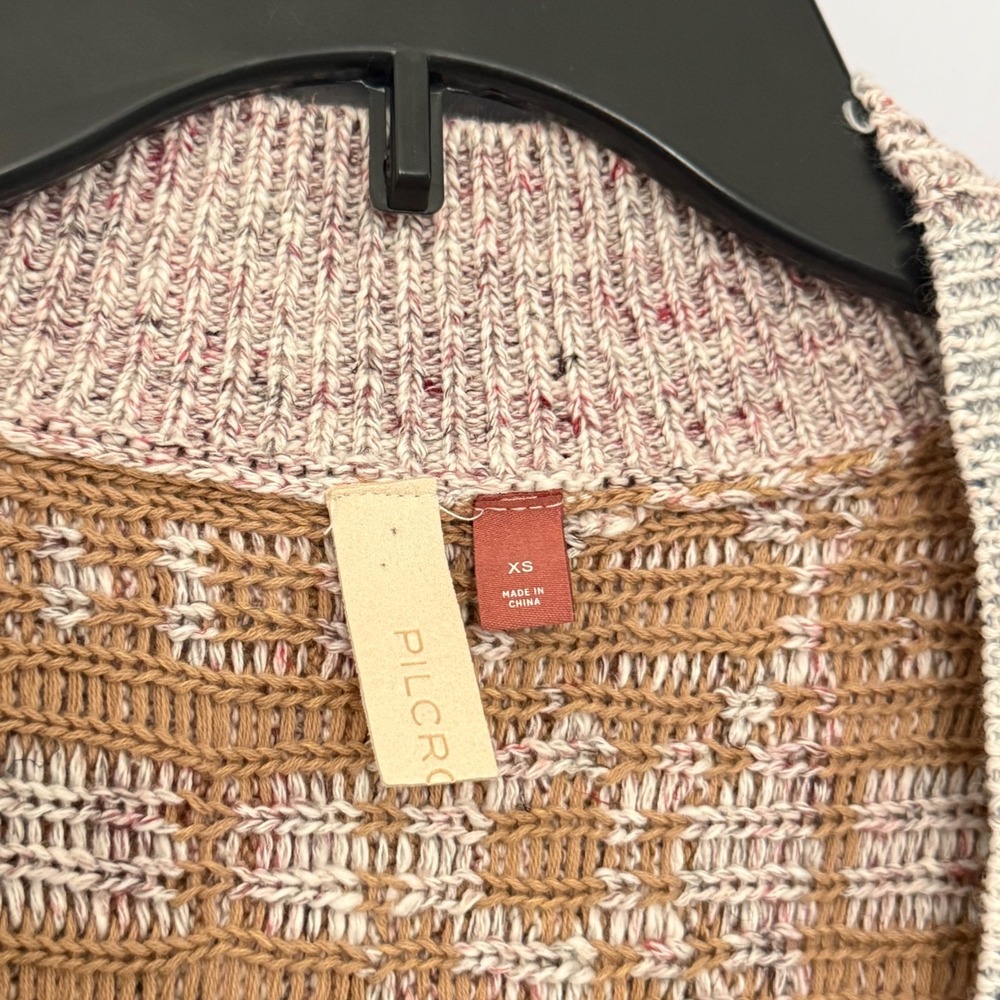 Anthropologie Pilcro Mash Up Knit Cardigan Patchwork Checkerboard Star - XSmall - Picture 3 of 5